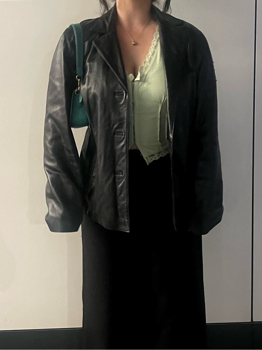 212 America Black Leather Blazer Jacket Size XL